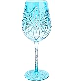 NymphFable Colorful Wine Glass Blue Princess Artisan Painted 15oz Personalised Gift for Birthdays Valentine's Day