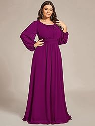 Ever-Pretty Women's Round Neck Long Sleeves Pleated