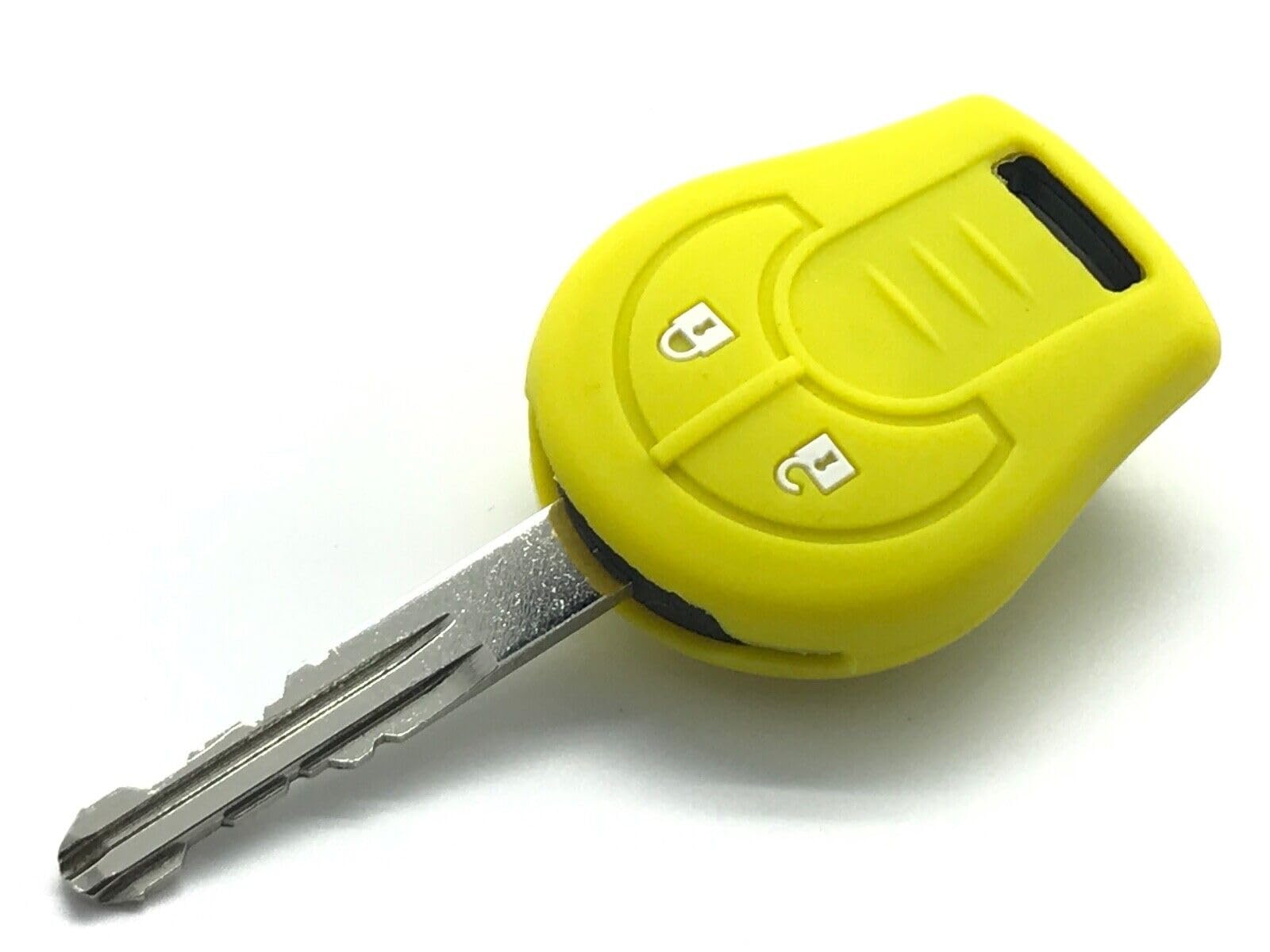 Nordecco Silicone Fob Protective Case 2 Button Compatible With Tiida, Micra, Juke, NSN14 Key Blade (Yellow)