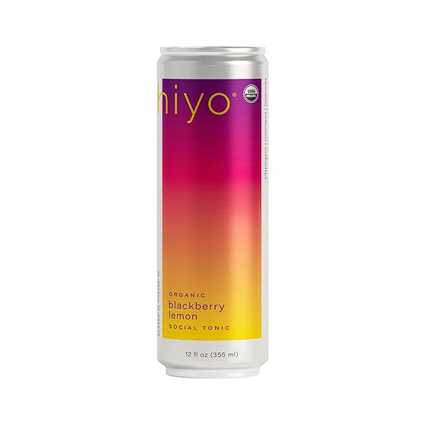 HIYO ORGANIC SOCIAL TONIC – BLACKBERRY LEMON, 12 FZ – N.A. FUNCTIONAL SELTZER, SPARKLING WATER CRAFTED WITH ORGANIC ADAPTOGENS, NOOTROPICS & BOTANICALS