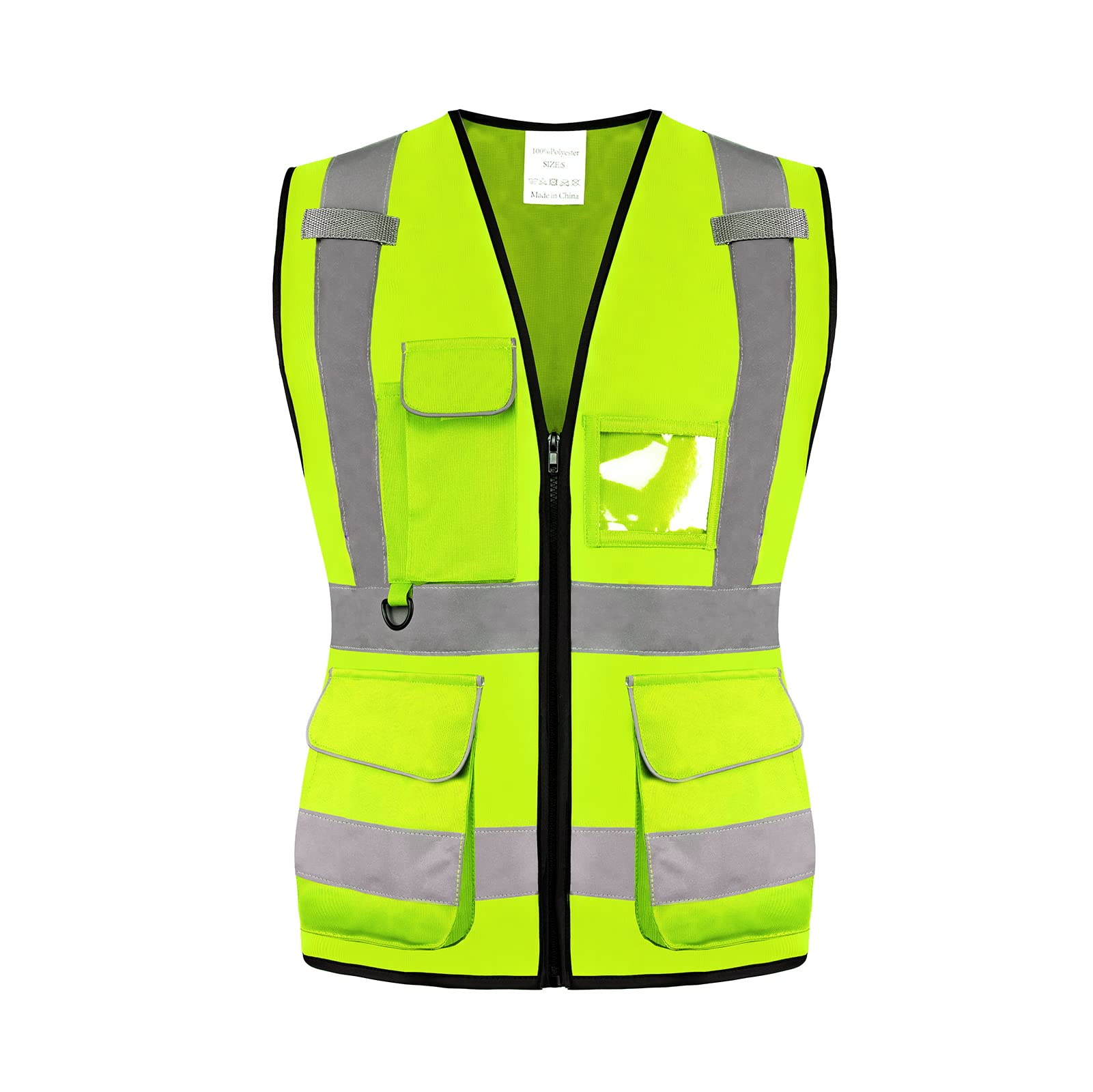 Shin Fashion 7 Pockets Class 2 Women's Hi Vis Reflective Safety Vest Executive Waistcoat, Meets ANSI/ISEA Standard Yellow, S