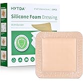 Silicone Foam Dressing with Border, 6"×6"(10 pcs) Gentle Adhesive Foam Dressing for Wound Care,Waterproof,Breathable,Highly A