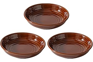 Havniva Ceramic Wide Whisker Friendly Cat Dishes, Set of 3 Ceramic Cat Bowls, Anti-Slip Indoor Kitten Feeding Food& Water Dish to Prevent Whisker Fatigue(3 Pcs, Caramel Brown)