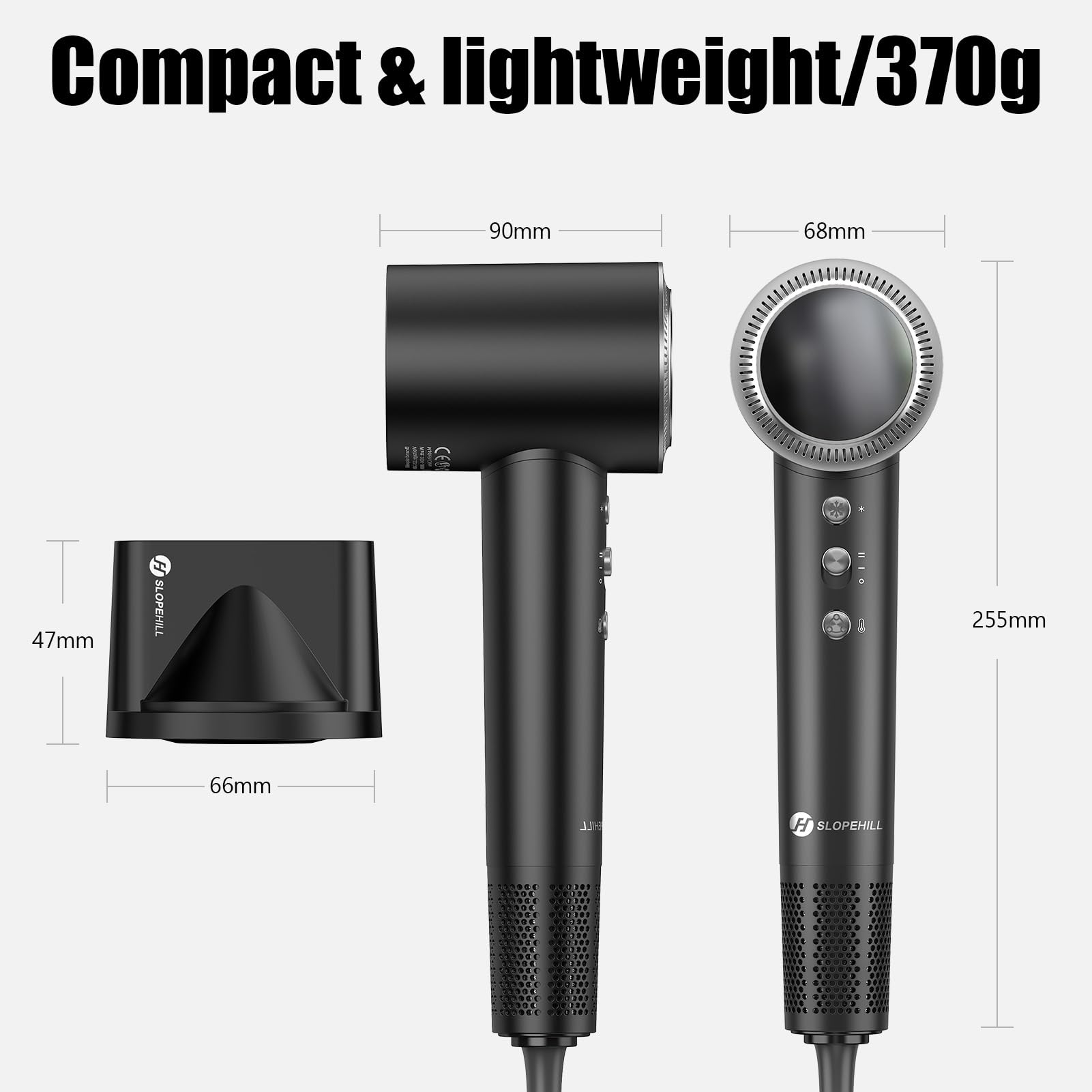 slopehill 160,000 RPM Professional Hair Dryer - 0.8lb Ultra-Lightweight, 6 Billion Ion Technology for 98% Frizz Reduction, AI Smart-Temp Control, Magnetic Attachments for All Hair Types