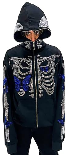 Zalando Rhinestone Ribcage Hoodie Jackets Coats Versailles Mens