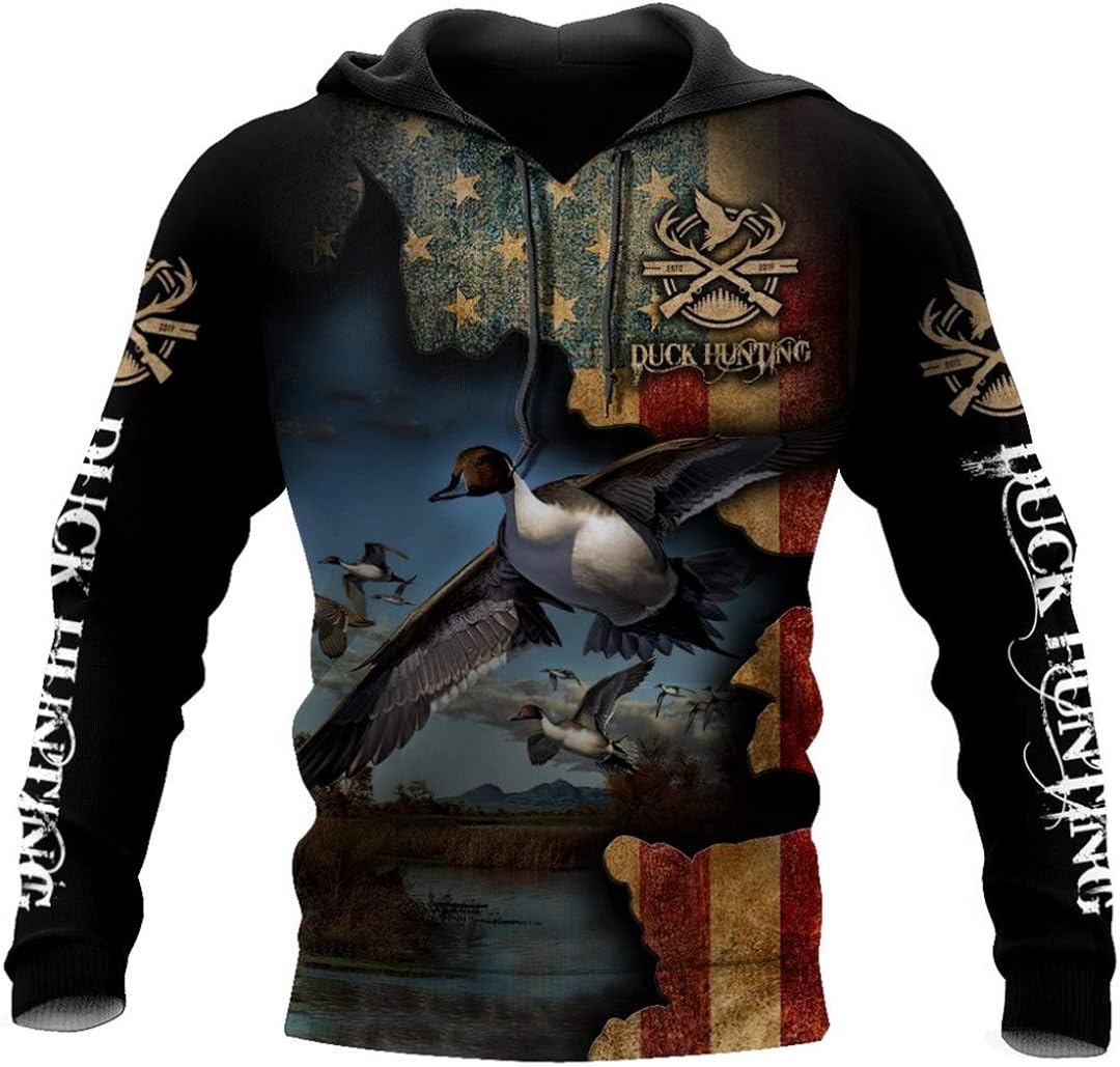 Duck Hunting 3D All Over Printed Funny Hoodie Men Sweatshirt Unisex Zip