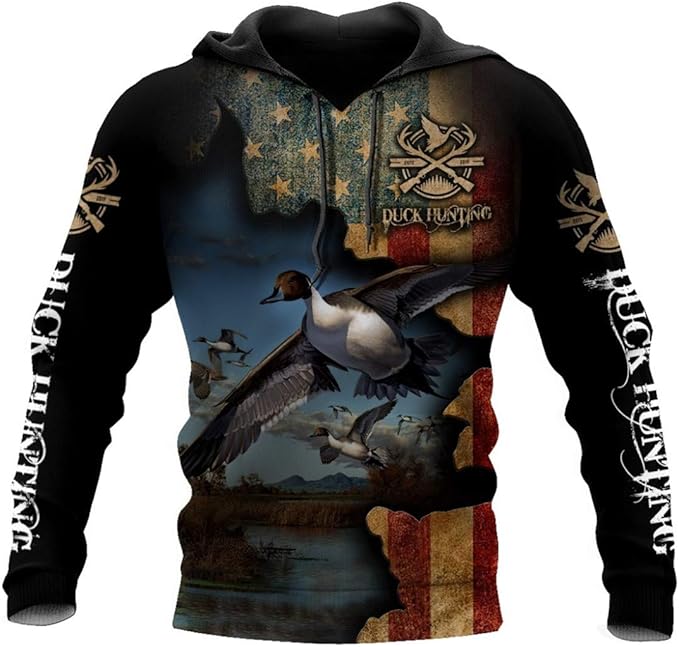 Duck Hunting 3D All Over Printed Funny Hoodie Men Sweatshirt Unisex Zip