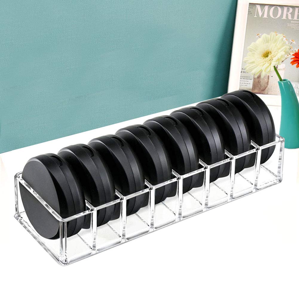 Weiai Clear Acrylic Compact Organizer, Blushes Highlighters Eyeshadow Powder Makeup Organizer Holder for Vanity, 8 Slots: Beauty