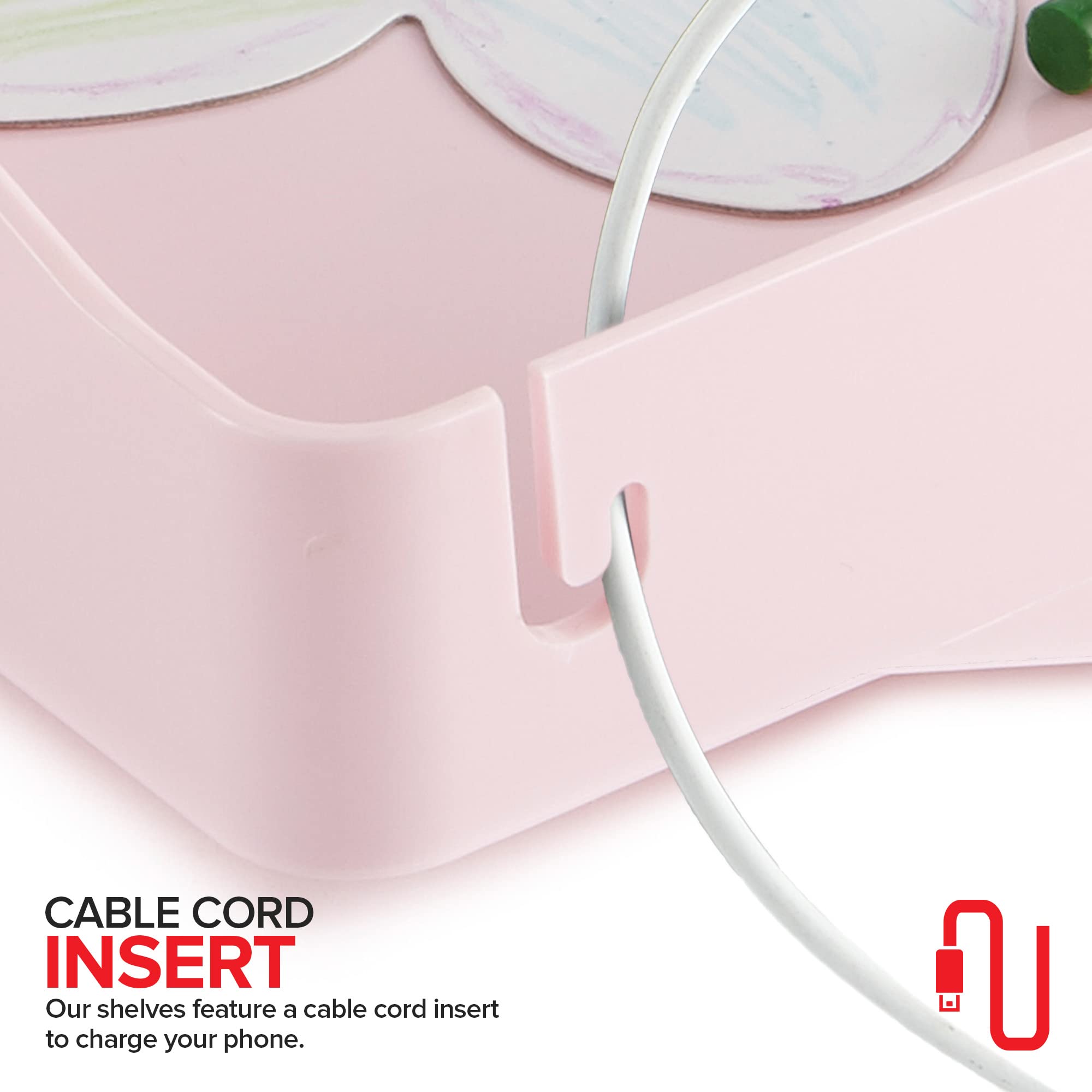 Modern Innovations Bedside Shelf for Bed, College Dorm Room, Bunk Bed Shelf for Top Bunk, Clip On Nightstand, Baby Changing Table Tray, Cup Holder for Kids, Bunkbed Caddy for Table Storage (Pink)