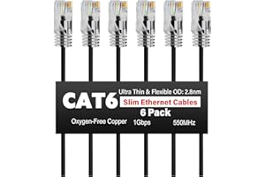 Slim CAT6 Ethernet Cable 3 FT (6-Pack), Cat 6 Patch Cable, 1Gbps, Internet Network Cables, Ultra Slim Cat6 Cat5e Cables, UTP,