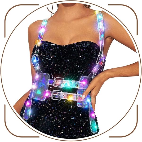 Amazon.com: Newfancy Women Hologram Body Harness Waist Belt  display picture 1