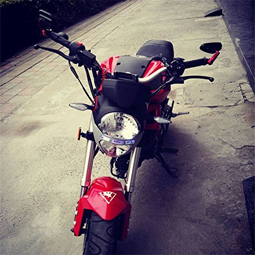 Heinmo 1 Pair Red Bar End Motorcycle Mirror Motorbike Rearview Side Handle Bar End Mirrors for KTM Suzuki Kawasaki Yamaha - Thumbnail 3