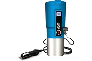 Smart Mug Car Bottle Warmer Heated Travel Mug Temperature Control Coffee Cup EAST MOUNT Electric Heating Car Coffee Warmer 12V Stainless Steel Tumbler Self Warming Milk Mugs LCD Display (Blue,13oz)…