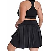 20" Knee Length Plus Size Skorts for Curvy Women Pleated Skirt Shorts High Waisted with Pockets