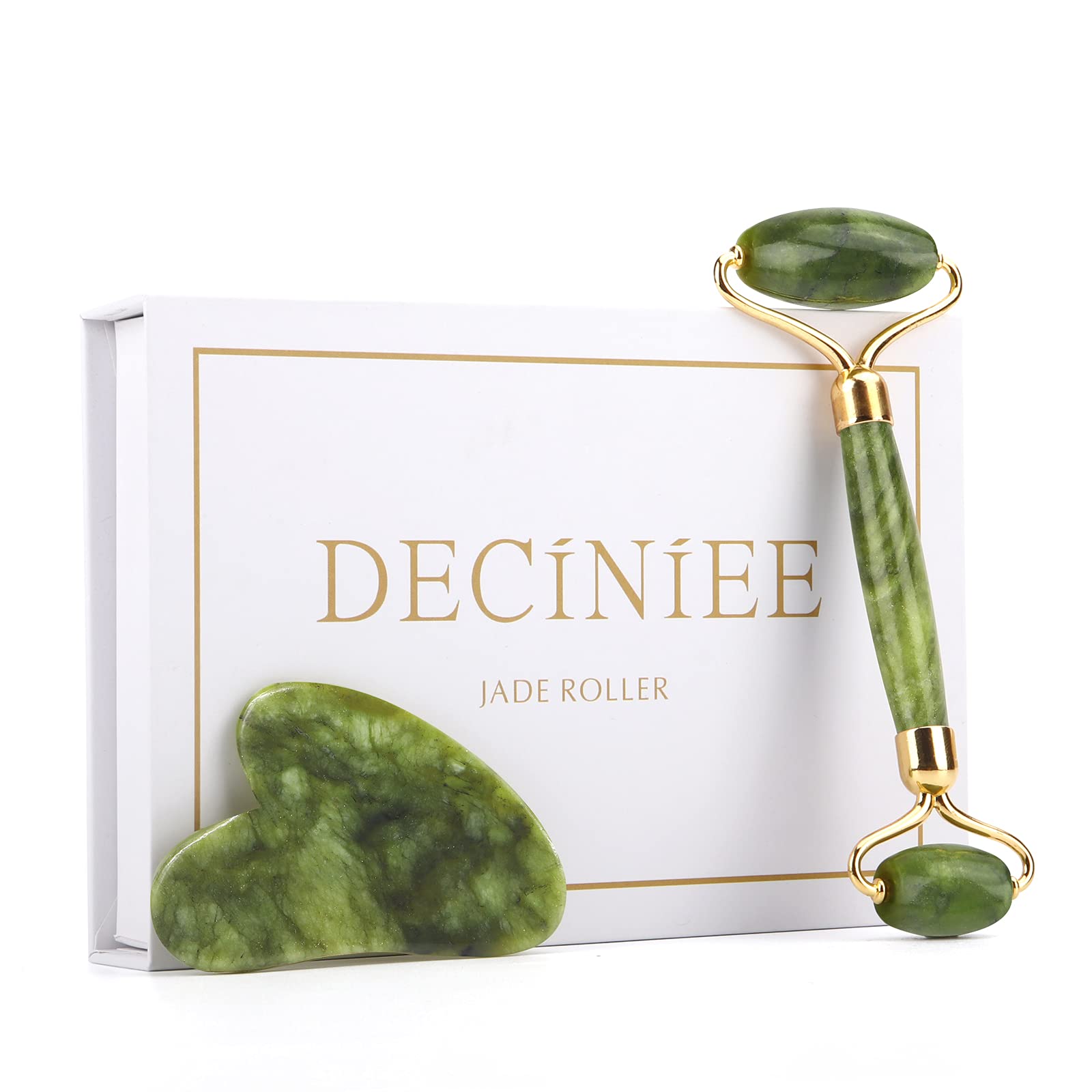 Photo 1 of Deciniee Jade Roller and Gua Sha Set - Beauty Face Massager & Guasha Tool for Eye, Neck, Body - 2 in 1 Skin Care Massage Tools, Muscle Releaxing and Relieve Wrinkles