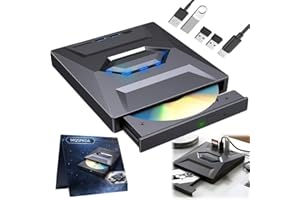 MQSPKOA 7-in-1 External Blu-ray Drive USB 3.0 & Type-C Portable BD/DVD/CD Burner Writer Reader with 3 USB Ports Hub & SD/TF C