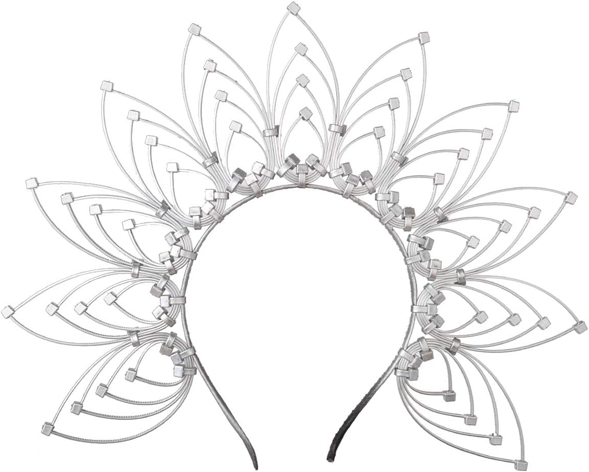 GRACEART Sunburst Halo Gold Crown Headband Costume Party Hair Accessories (A-silver)