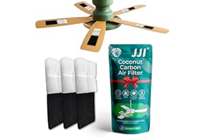 JJI Ceiling Fan Filter - 3Pack Ceiling Fan Air Filter - Ceiling Fan Blades Shape Design - 5/6" Thickness Ceiling Fan Air Filter & 1/4" Thickness Coconut Carbon Ceiling Fan Air Filter (3)