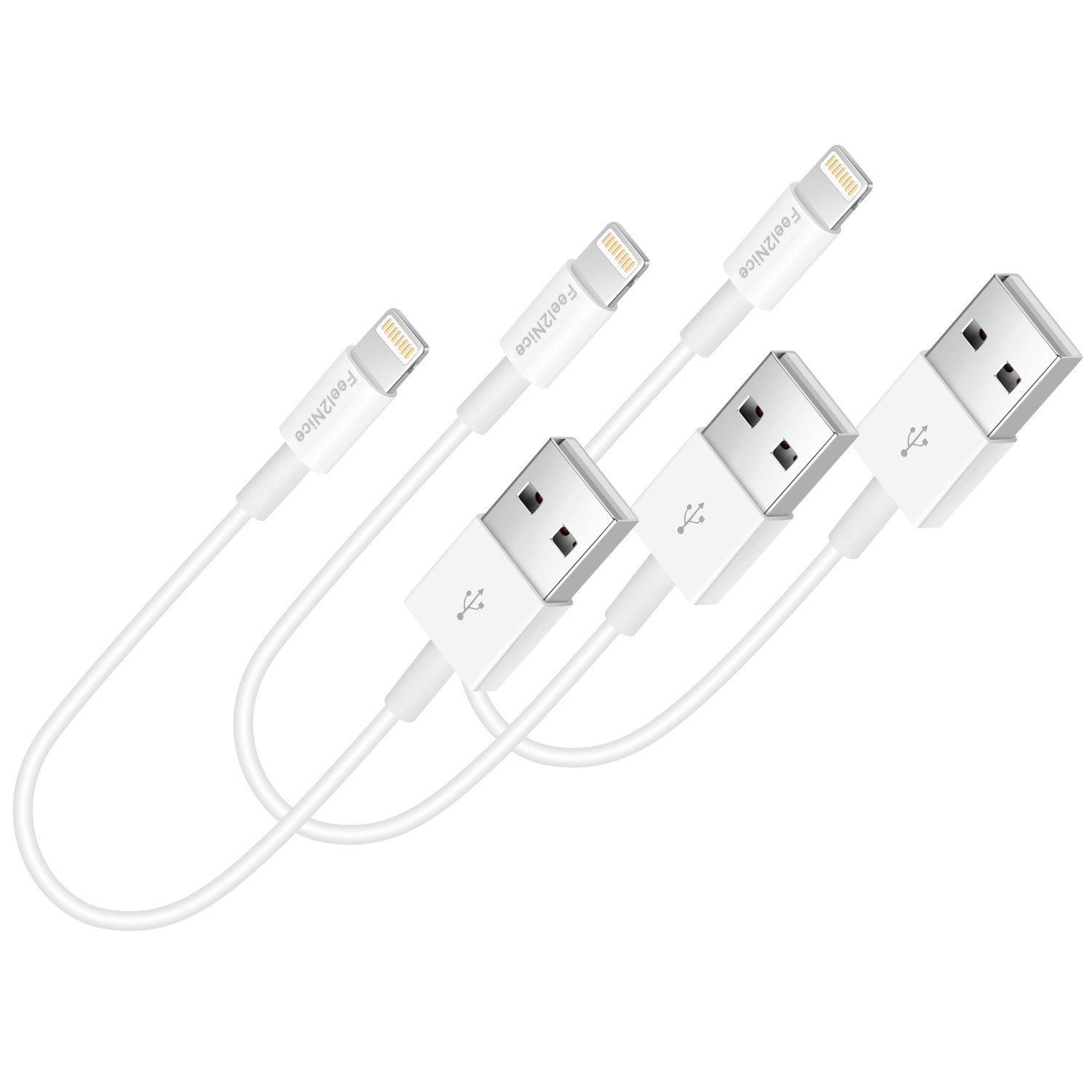 Short Lightning Cable 10 pack ,Feel2Nice 7Inch Iphone Cord Data Sync