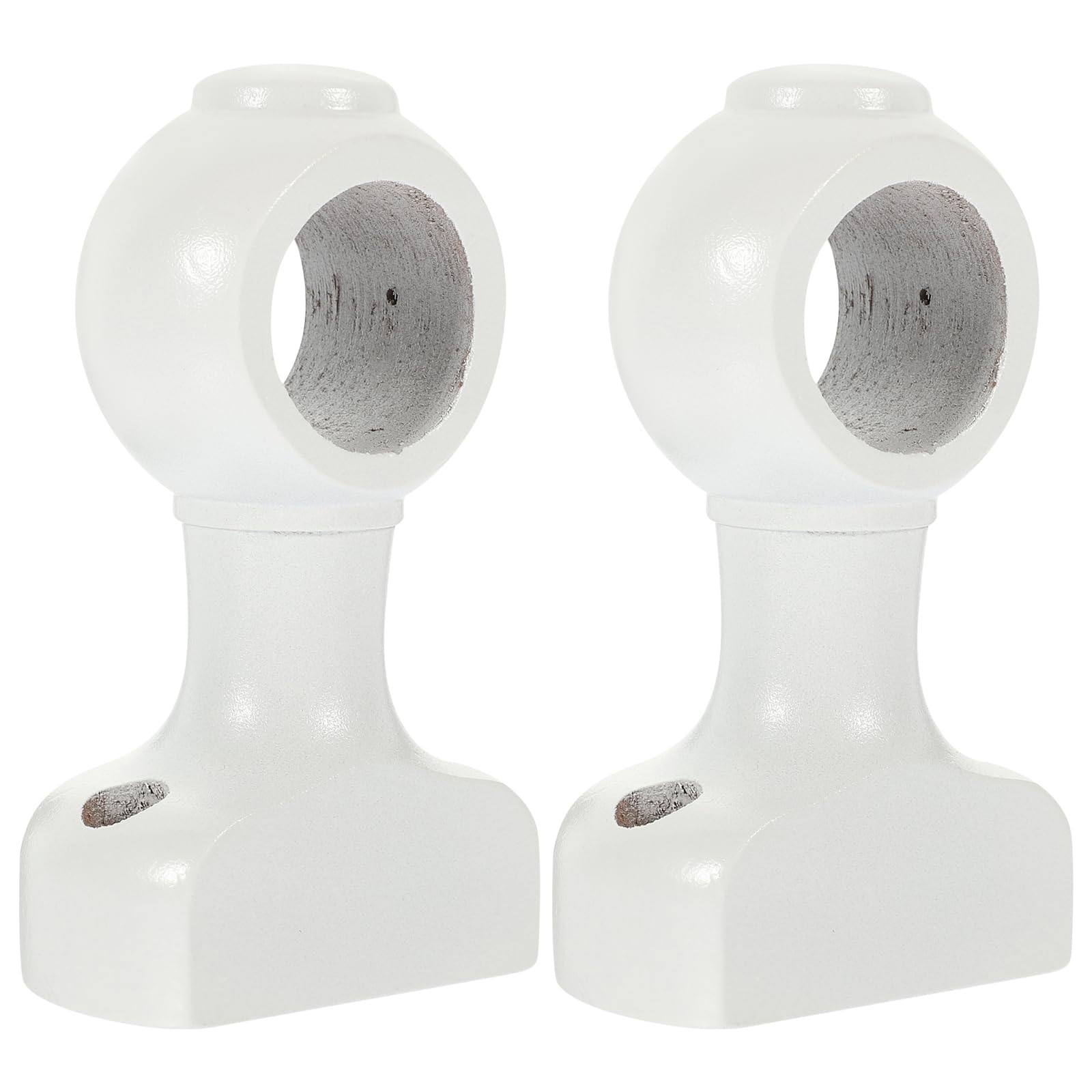 Cabilock Curtain Holder 2pcs Wooden Curtain Rod Brackets Wall Heavy Duty Drapery Rod Holders Wood Curtain Rod Hooks Wood Hardware Drapes Rack White Curtain Hooks, 12.1x5.7cm