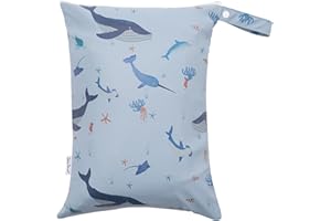 HALAA VAUVA Wet Dry Bag Waterproof Wet Bags Baby Diaper Bag with Handle Reusable with Two Zippered Pockets Travel Beach Pool Daycare Baby Diapers Bag for Swimsuits or Wet Clothes, SE Blue