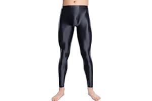 Ausing Men's Leggings Oily Shinny Tight Long Pants Sport Glossy See Through Stretch Trousers Shiny Gym M-XXL