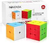 ROXENDA Speed Cube Set 2x2 3x3 Stickerless Original Fast Cube with Guide
