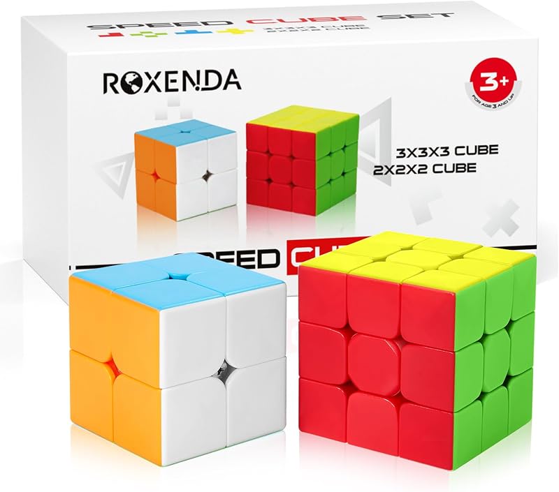 ROXENDA Speed Cube Set 2x2 3x3 Stickerless Original Fast Cube with Guide