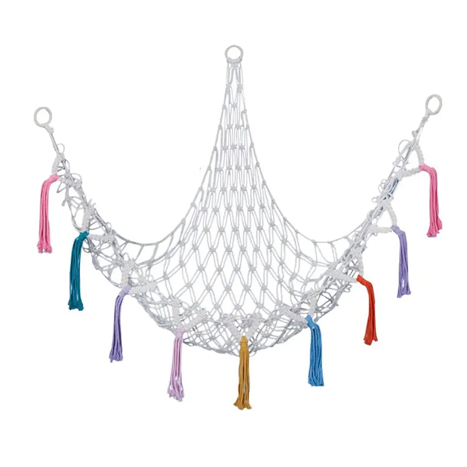 Teddy Hammock Toy Storage Hammock Organizer Net with Colorful Tassels, Teddy Bear Net Mesh Holder Large Hanging Net for Stuffed Animals