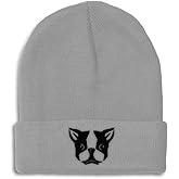 Speedy Pros Beanies for Men Boston Terrier Silly Face Embroidery Skull Cap Winter Hats for Women Acrylic One Size