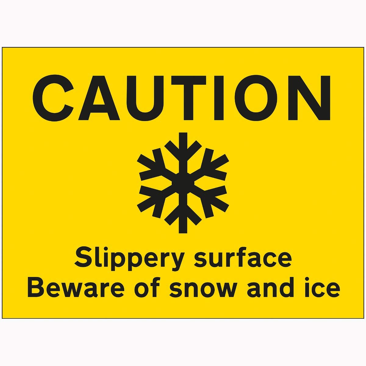 V Safety Caution Slippery Surface Beware Of Snow and Ice Sign - 600mm x 450mm - 2mm Rigid Plastic
