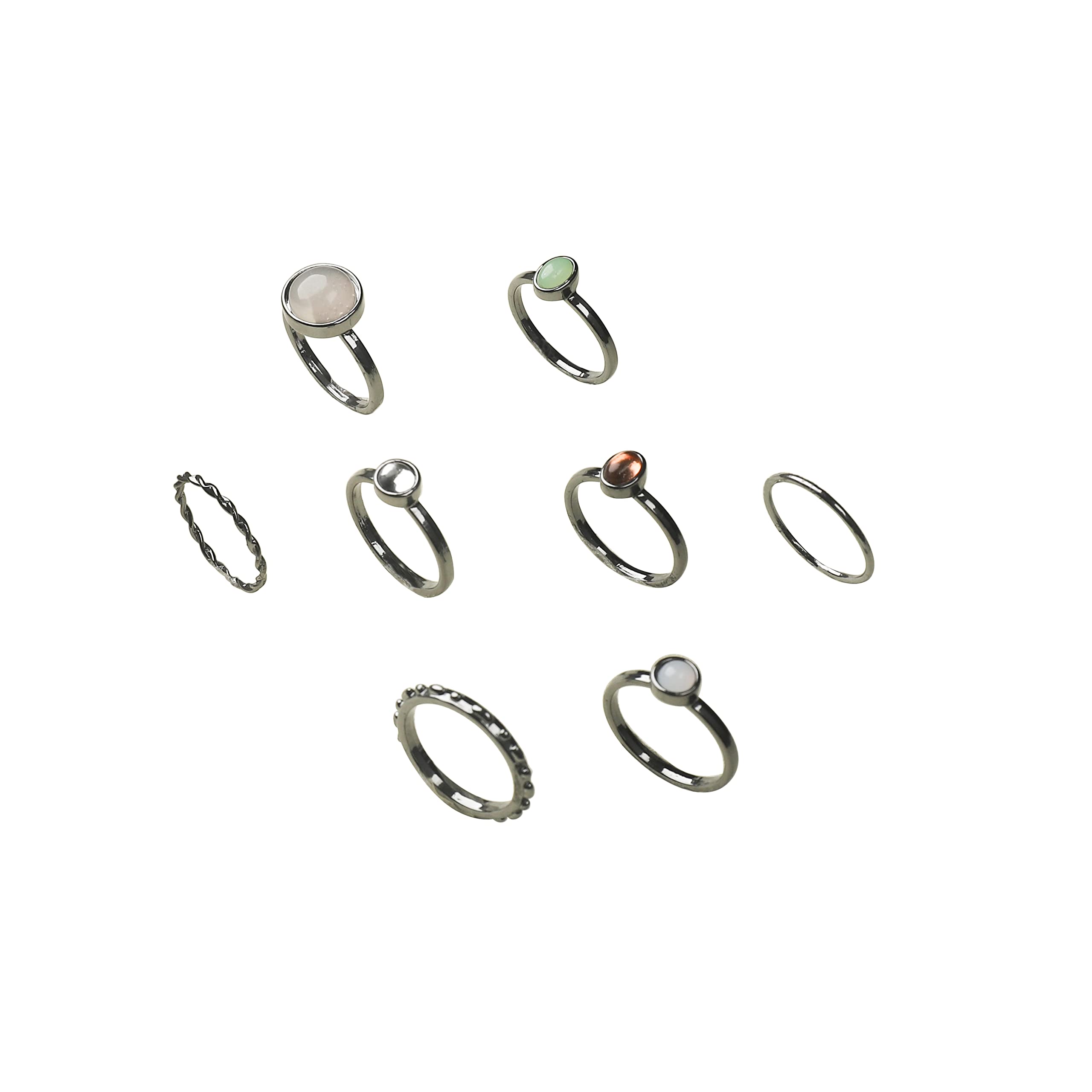 Photo 1 of 8pcs Black Knuckle Ring Set for Women Vintage Stackable Midi Finger Rings Set