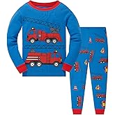 Akyzic Boys Planet Pajamas Sets 100% Cotton Pjs Toddler 2 Piece Long Sleeve Sleepwear Kids Clothes Sets Dinosaur Shirts