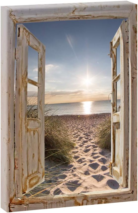 Bild auf Leinwand Fensterblick Hochformat Dünenweg 120x80 cm Wandbild im XXLFormat Bild auf Leinwand Fensterblick Hochformat Dünenweg 120x80 cm Wandbild im XXLFormat