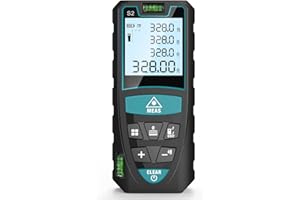 Laser Measure 100M/328ft, RockSeed Digital Laser Distance Meter with 2 Bubble Levels,Portable Laser Rangefinder M/in/Ft Unit Switching Backlit LCD and Measuring Distance/Area/Volume/Pythagorean