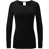 OThread & Co. Women's Long Sleeve T-Shirt Comfy V-Neck Shirts Basic Stretch Layer
