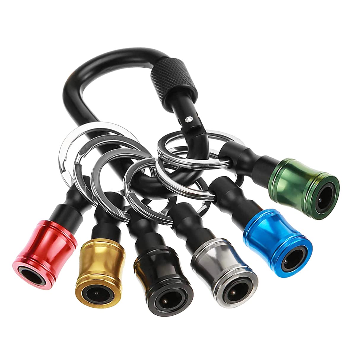 Saipor 6PCS Keychain Extension Bar Aluminum Alloy Screwdriver Bits Holder Set Portable Drill Screw Adapter Quick Release Extension Bar for 1/4inch Hex Shank — image 1