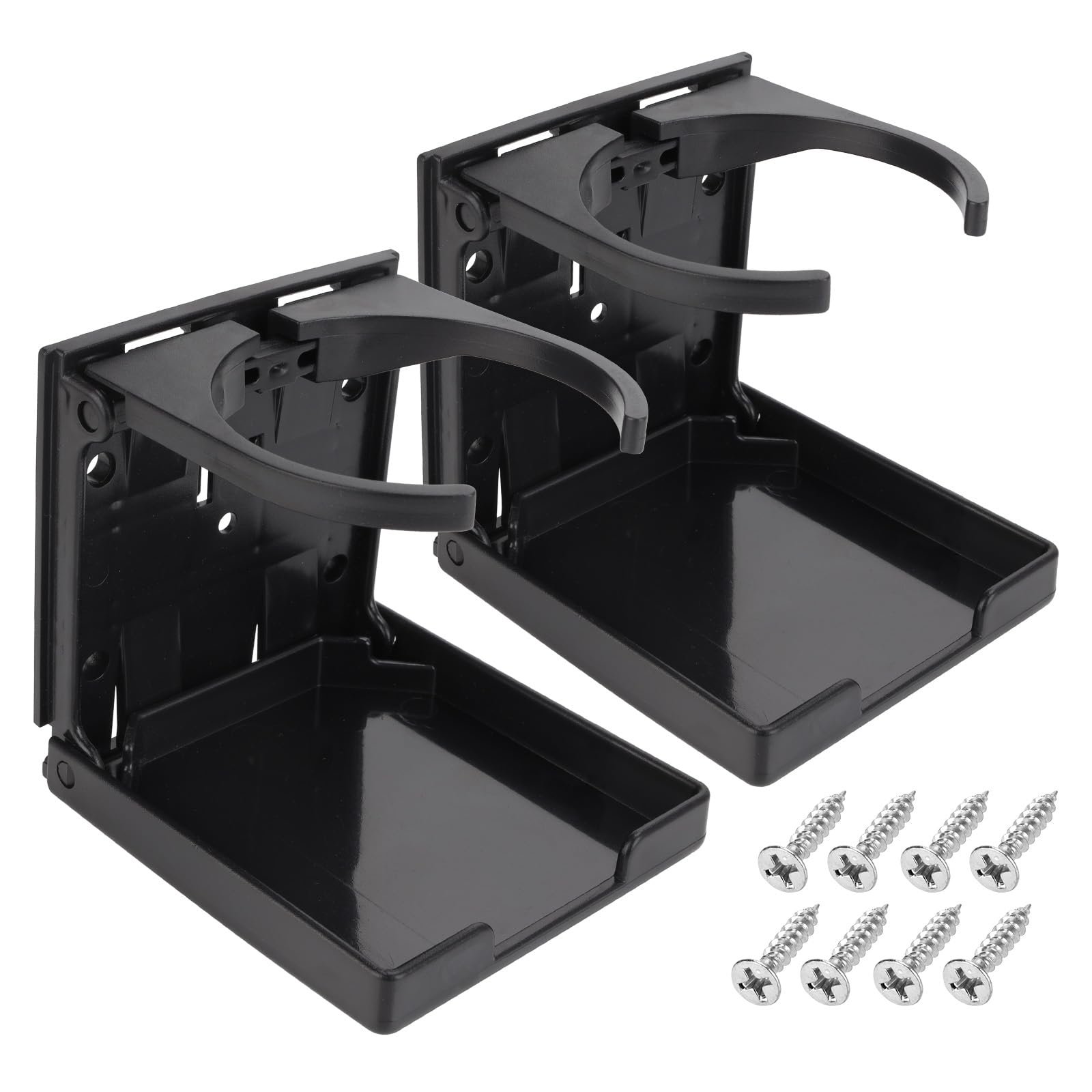 Photo 1 of 2pcs Foldable Cup Holder Adjustable Wall Mounted Cup Holder 60-100MM Wall Car Desk Drink Holder for Home Trucks RVs Vans Boats Campers Caravans (Black)