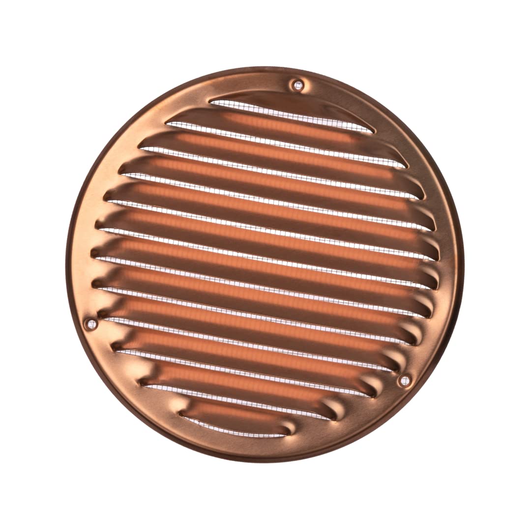 Ø 160mm / 6" inch Copper Round Metal Air Vent Grille Cover with Insect Mesh - Ventilation Cover