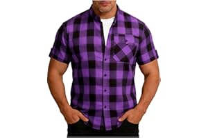 Plaid Shirt Men Short Sleeve Casual Blouses Summer Loose Button Tops Flannel Comfortable Checkered Shirts 2026
