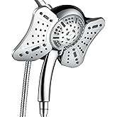 GRICH Shower Head with Handheld Spray - Dual High Pressure Showerhead | Rainfall Shower Heads Combo, Detachable Hand Shower, 9 Spray Settings, 60" Stainless Steel Shower Hose, 2.5GPM, Chrome