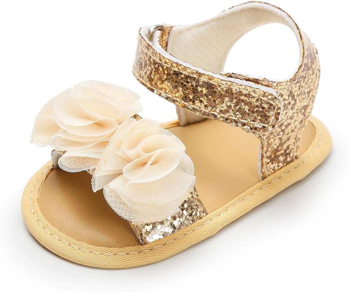 gold flower girl sandals