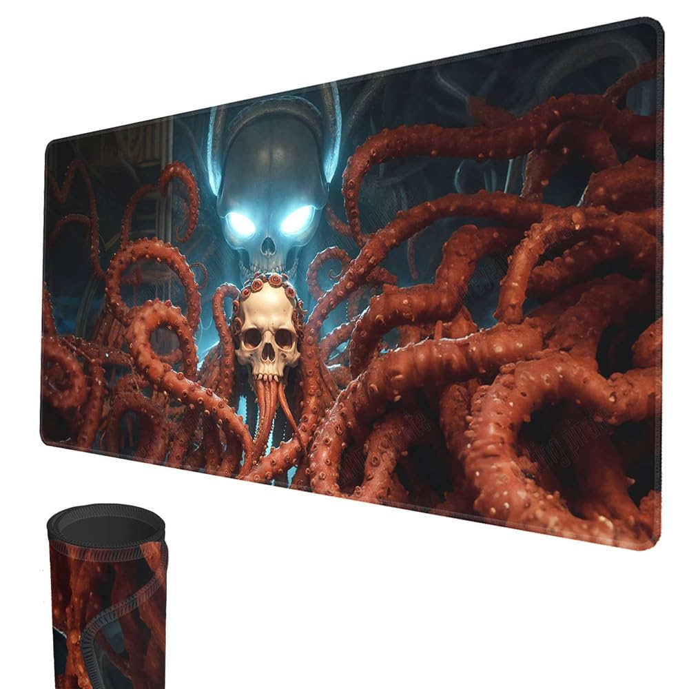 smatcamp MTG Playmat, 24" x 14" TCG Mats Stitched Edges Smooth Rubber Surface Battle Board Game Play Mat Horror Theme for Halloween(Skull)
