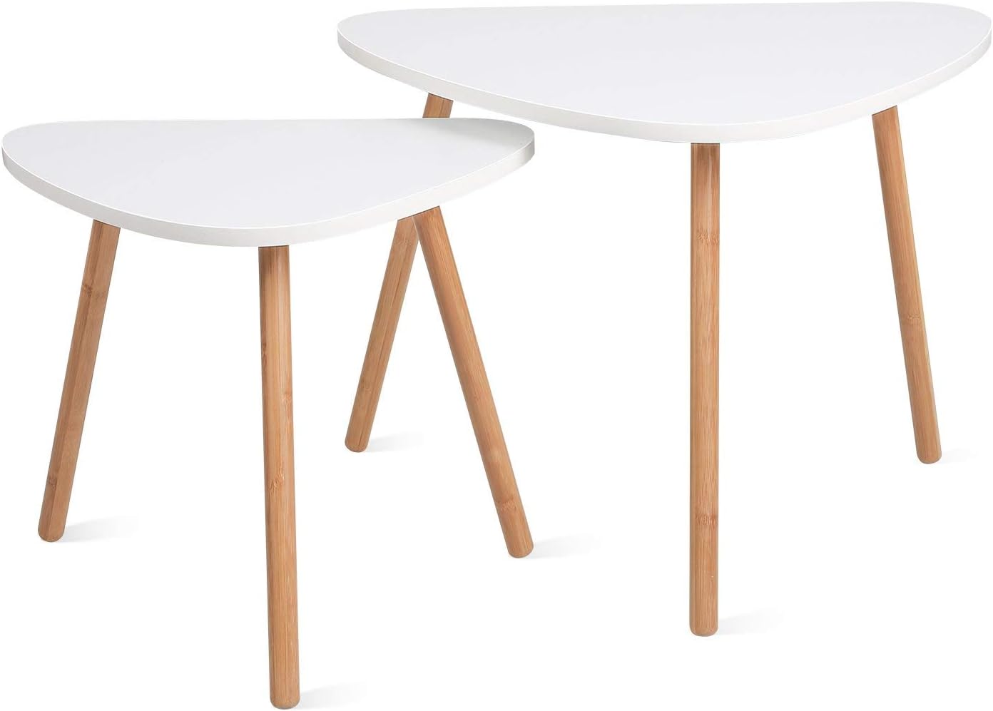 Homfa Coffee Tables Nesting Coffees End Tables Modern Decor Side Table Triangle Occasional Stand Tea Table for Living Room Home and Office Set of 2 White
