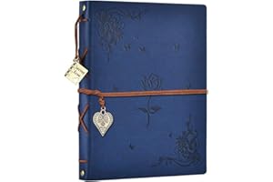 ZEEYUAN Scrapbook Album Leather Photo Album Memories DIY Scrap Book 10.8"x8.6" Large Family Photo Book Refillable 60 Pages for Anniversary Valentines Birthday Gifts (Rose Blue)