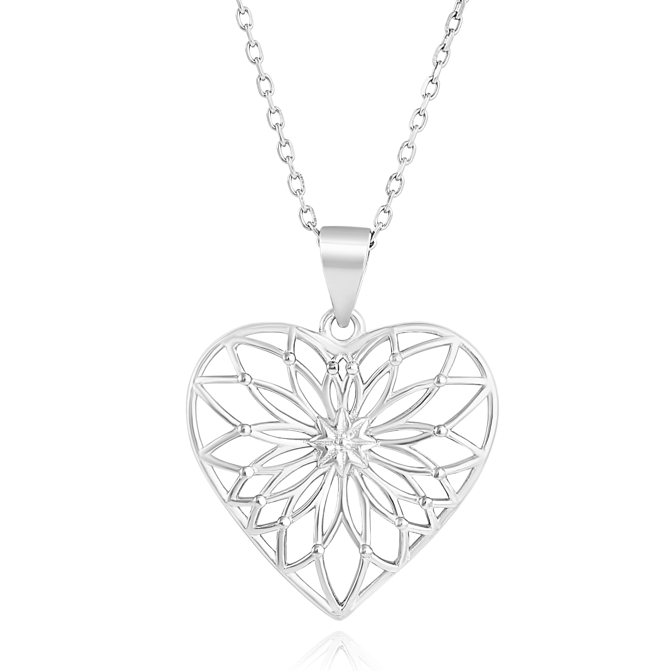 Womens 925 Sterling Silver Love Heart Caulonia Pendant, a Great Gift or Present for Ladies