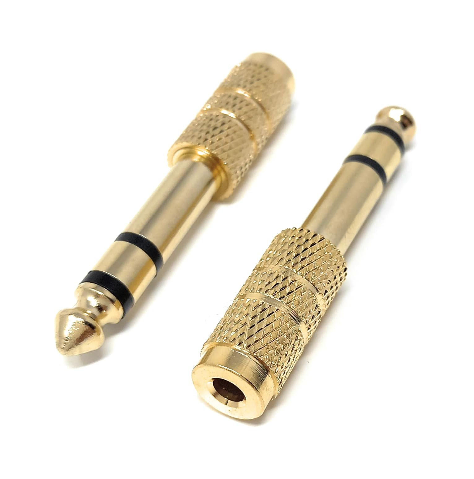 DRUT 2pcs 3.5mm to 6.35mm Stereo Jack Audio Headphone Cable Adaptor Converter (Gold)