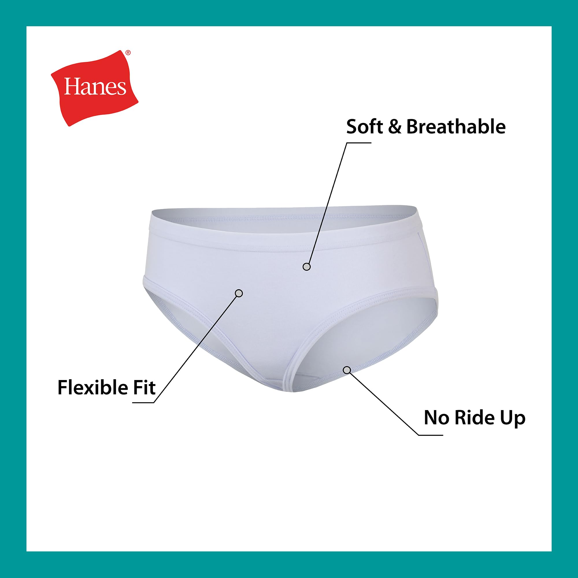 Hanes Brief Underwear, Stretch Cotton Panties for Girls, Assorted, 12-Pack
