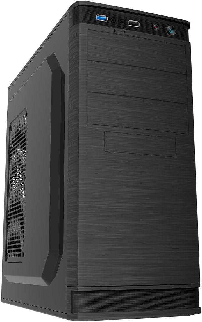 CiT F4 Mid-Tower PC Case, ATX, Vented Side Panel, Space for 3 Cooling Fans, 1 x 80mm Fan Included, 1 x USB3.0 & 1 x USB2.0 | Black