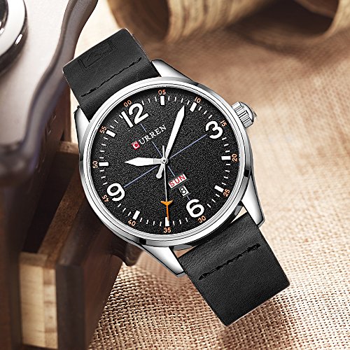 Casual Hombres Relojes Ejército Verde Correa De Cuero Reloj Masculino Fecha Reloj De Cuarzo Reloj De Pulsera erkek KOL Saati Montre Homme - Imagen 4